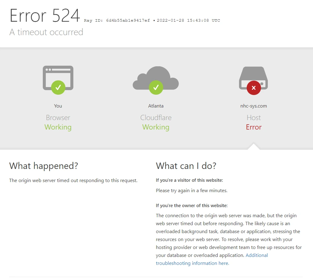 Cloudflare-Timeout-Fehler 524