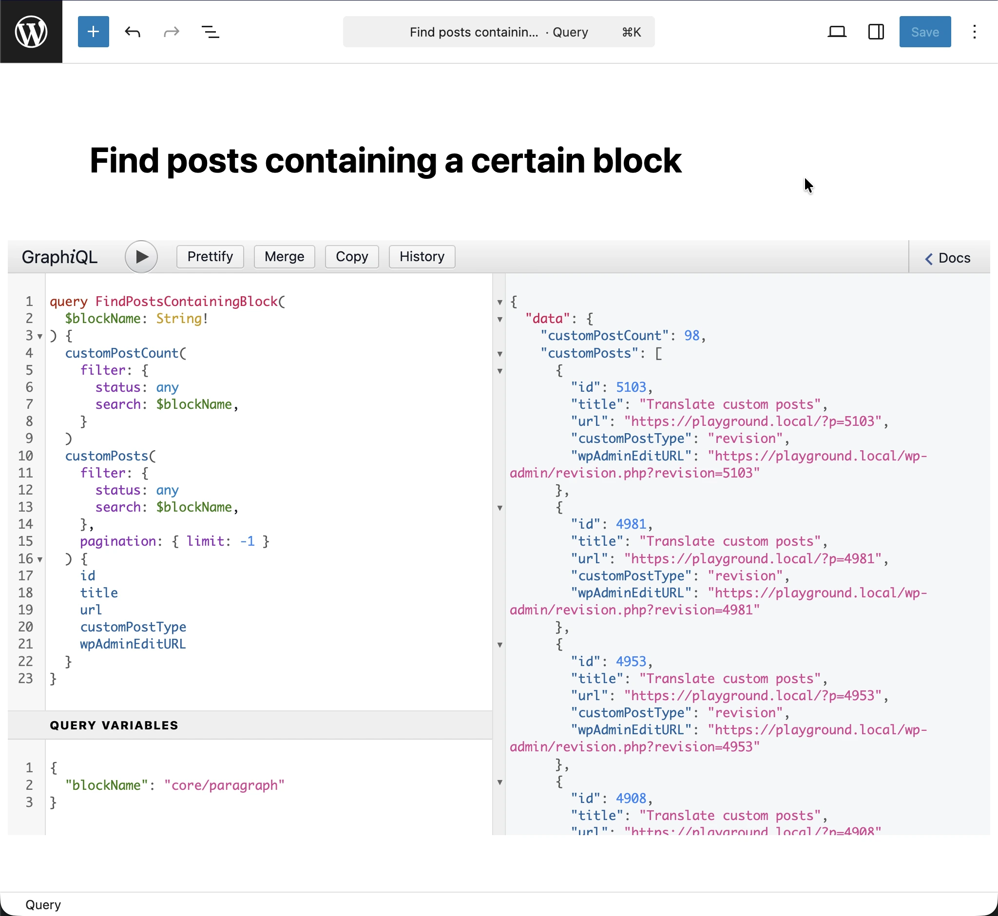 Die GraphQL-Query ausführen