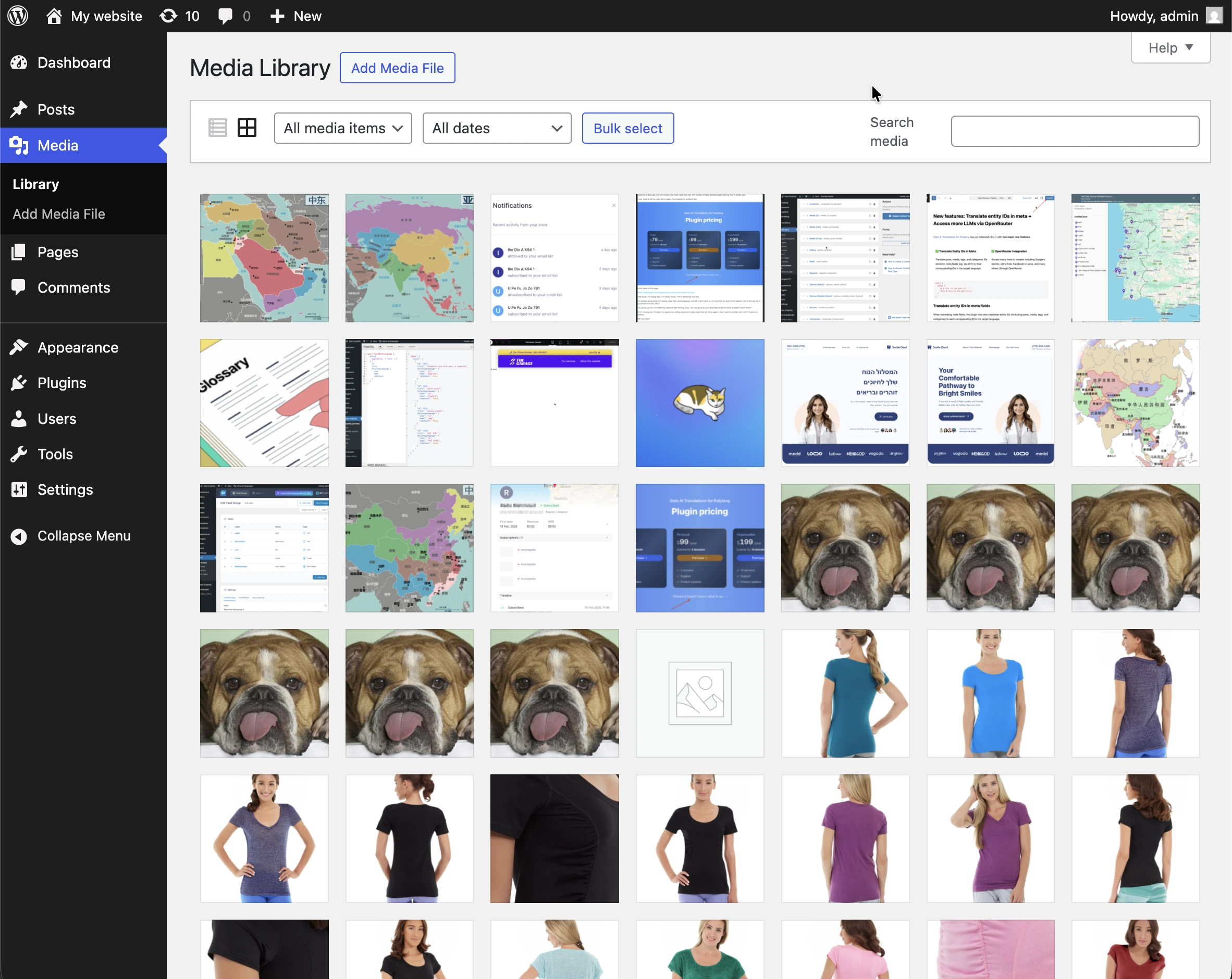 WordPress-Mediathek im Raster-Layout