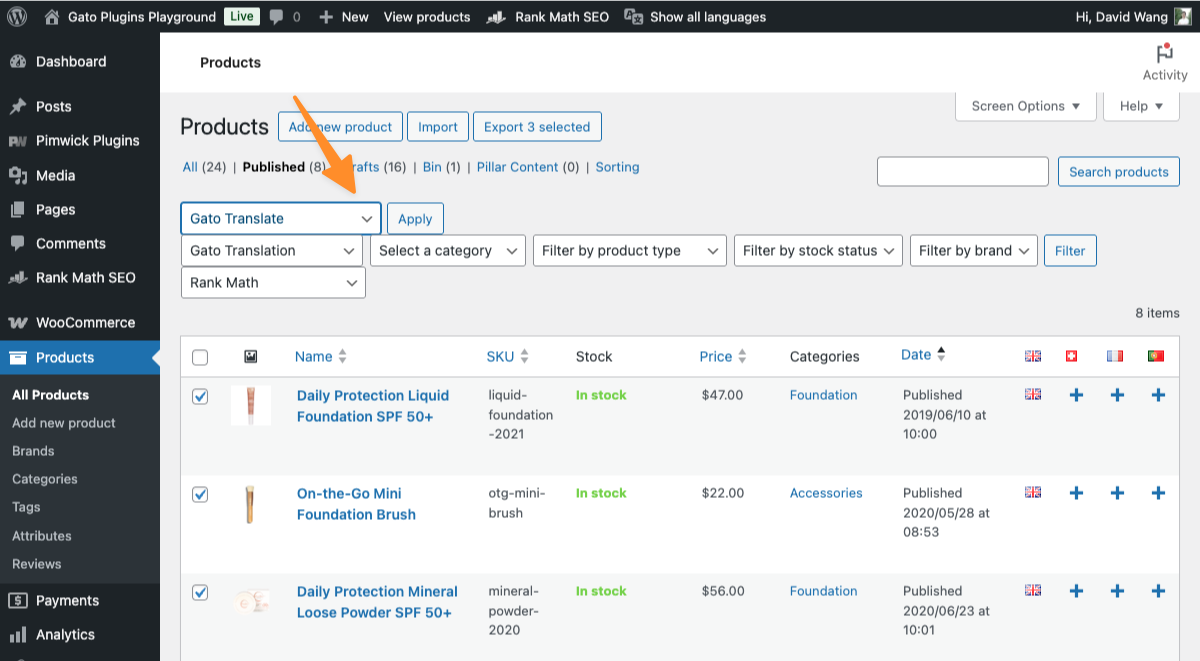 WooCommerce-Produkte in Masse übersetzen
