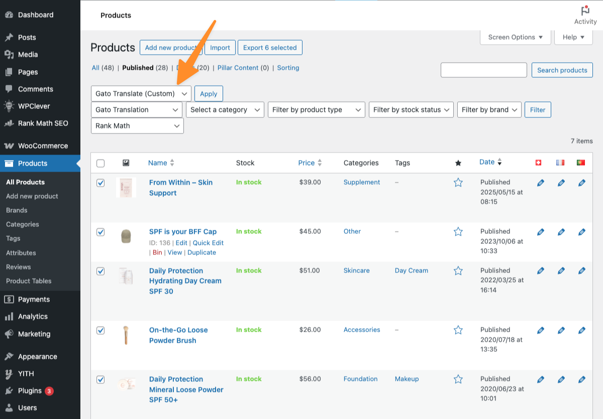 WooCommerce-Produktübersetzungen in Masse aktualisieren